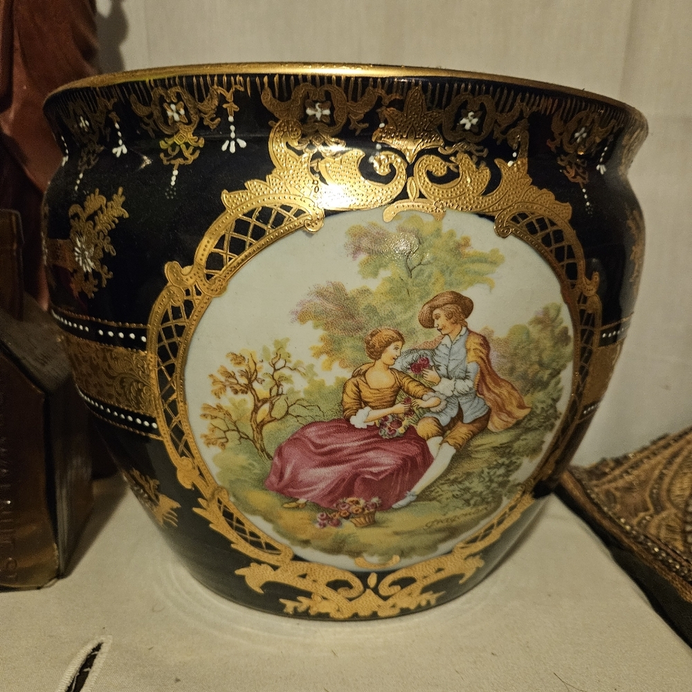 Vintage Cobalt blue Royal Limoges Frances 22 Karat Gold